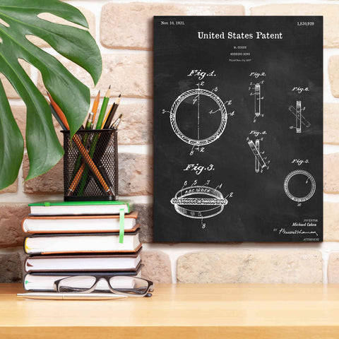 Image of 'Wedding Ring Blueprint Patent Chalkboard,' Canvas Wall Art,12 x 16