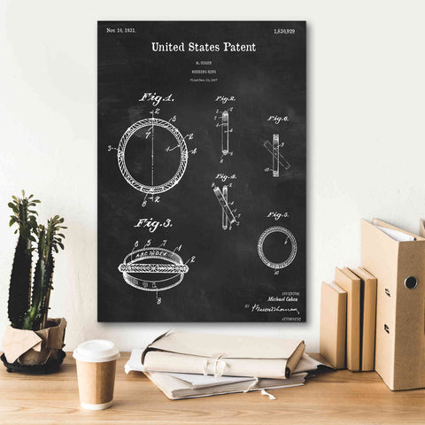 Image of 'Wedding Ring Blueprint Patent Chalkboard,' Canvas Wall Art,18 x 26