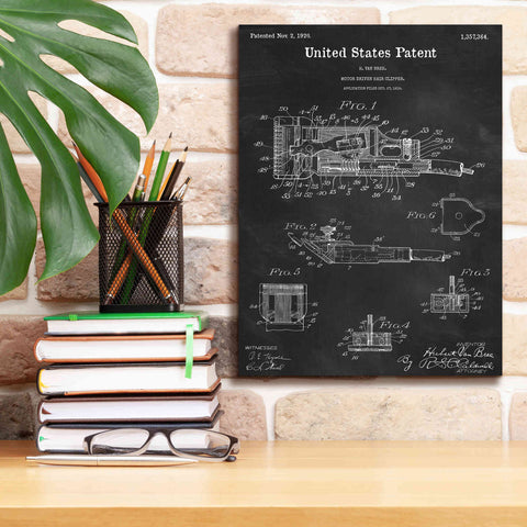 Image of 'Motor Hair Clipper Blueprint Patent Chalkboard,' Canvas Wall Art,12 x 16