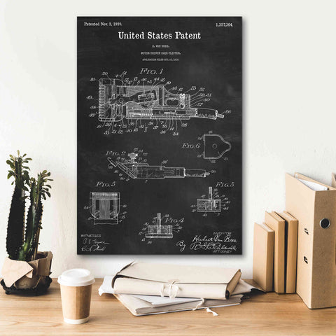 Image of 'Motor Hair Clipper Blueprint Patent Chalkboard,' Canvas Wall Art,18 x 26