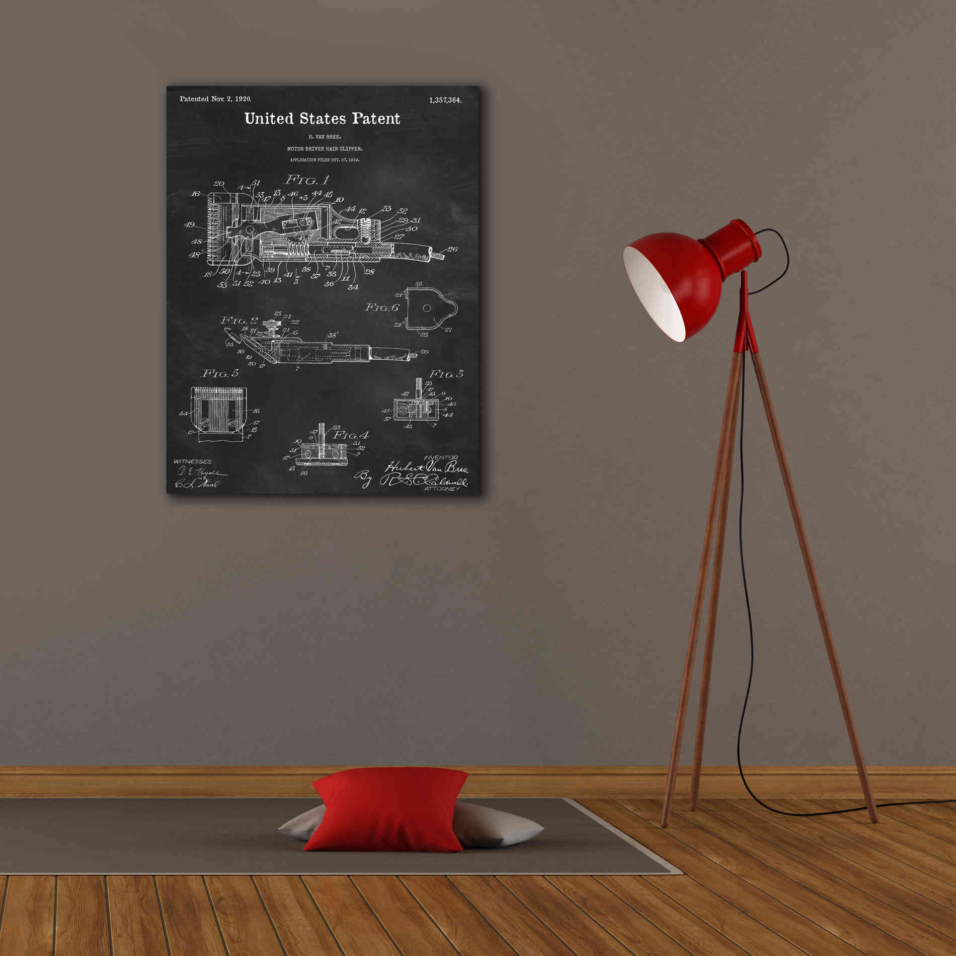 'Motor Hair Clipper Blueprint Patent Chalkboard,' Canvas Wall Art,26 x 34