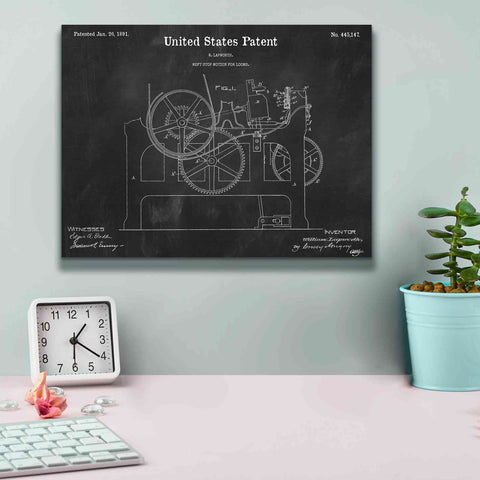 Image of 'Weft Stop Motion for Looms Blueprint Patent Chalkboard,' Canvas Wall Art,16 x 12