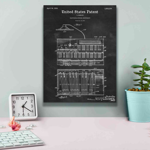 Image of 'Keyboard Instrument Blueprint Patent Chalkboard,' Canvas Wall Art,12 x 16