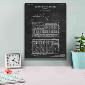 'Keyboard Instrument Blueprint Patent Chalkboard,' Canvas Wall Art,12 x 16