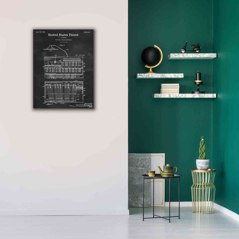 Image of 'Keyboard Instrument Blueprint Patent Chalkboard,' Canvas Wall Art,26 x 34