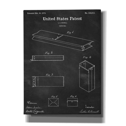 Image of 'Paper Bag Blueprint Patent Chalkboard,' Canvas Wall Art,12x16x1.1x0,18x26x1.1x0,26x34x1.74x0,40x54x1.74x0