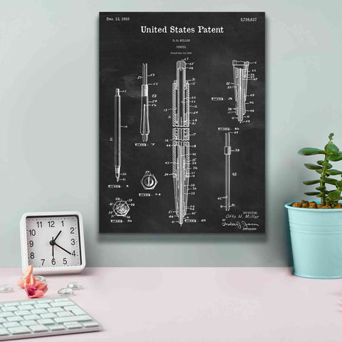 Image of 'Mechanical Pencil Blueprint Patent Chalkboard,' Canvas Wall Art,12 x 16