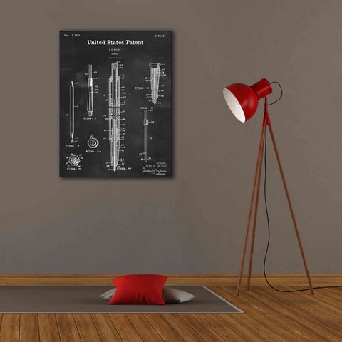 Image of 'Mechanical Pencil Blueprint Patent Chalkboard,' Canvas Wall Art,26 x 34
