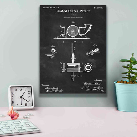Image of 'Phonograph Blueprint Patent Chalkboard,' Canvas Wall Art,12 x 16