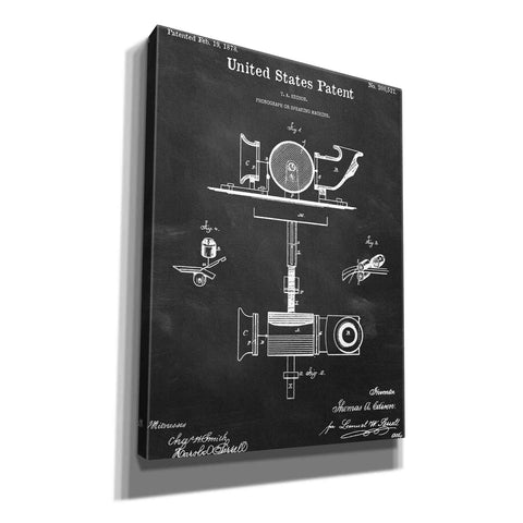 Image of 'Phonograph Blueprint Patent Chalkboard,' Canvas Wall Art,12x16x1.1x0,18x26x1.1x0,26x34x1.74x0,40x54x1.74x0