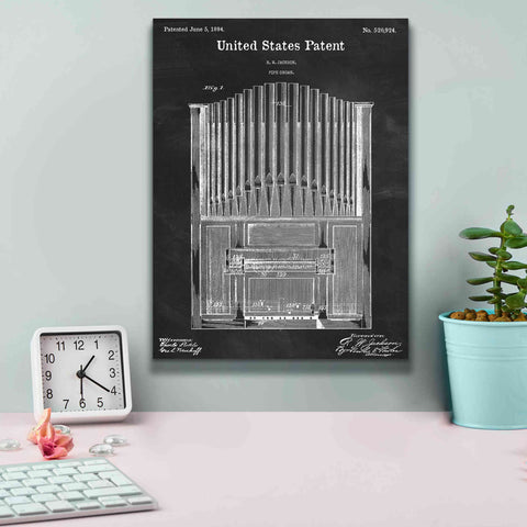 Image of 'Pipe Organ Blueprint Patent Chalkboard,' Canvas Wall Art,12 x 16