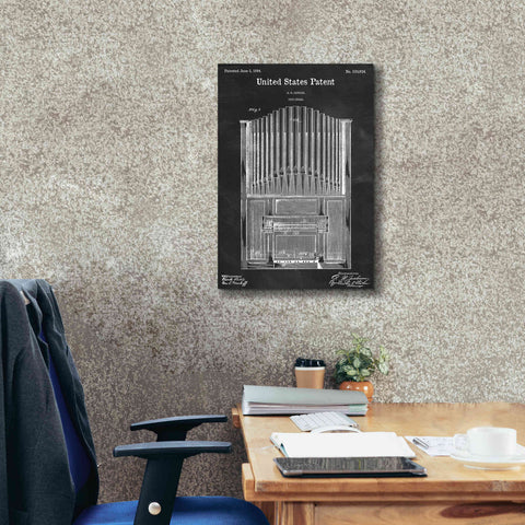 Image of 'Pipe Organ Blueprint Patent Chalkboard,' Canvas Wall Art,18 x 26