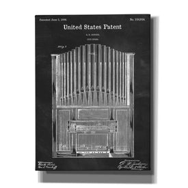 'Pipe Organ Blueprint Patent Chalkboard,' Canvas Wall Art,12x16x1.1x0,18x26x1.1x0,26x34x1.74x0,40x54x1.74x0