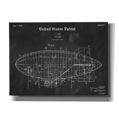 Image of 'Pony Blimp Blueprint Patent Chalkboard,' Canvas Wall Art,16x12x1.1x0,26x18x1.1x0,34x26x1.74x0,54x40x1.74x0