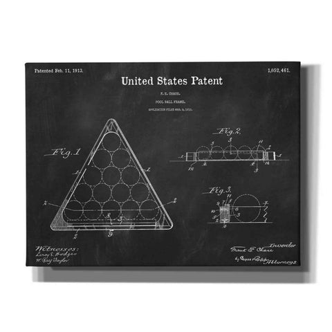 Image of 'Pool Ball Frame Blueprint Patent Chalkboard,' Canvas Wall Art,16x12x1.1x0,26x18x1.1x0,34x26x1.74x0,54x40x1.74x0
