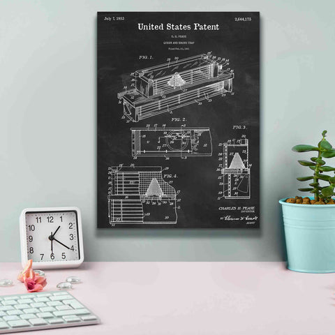 Image of 'Queen and Drone Trap Blueprint Patent Chalkboard,' Canvas Wall Art,12 x 16