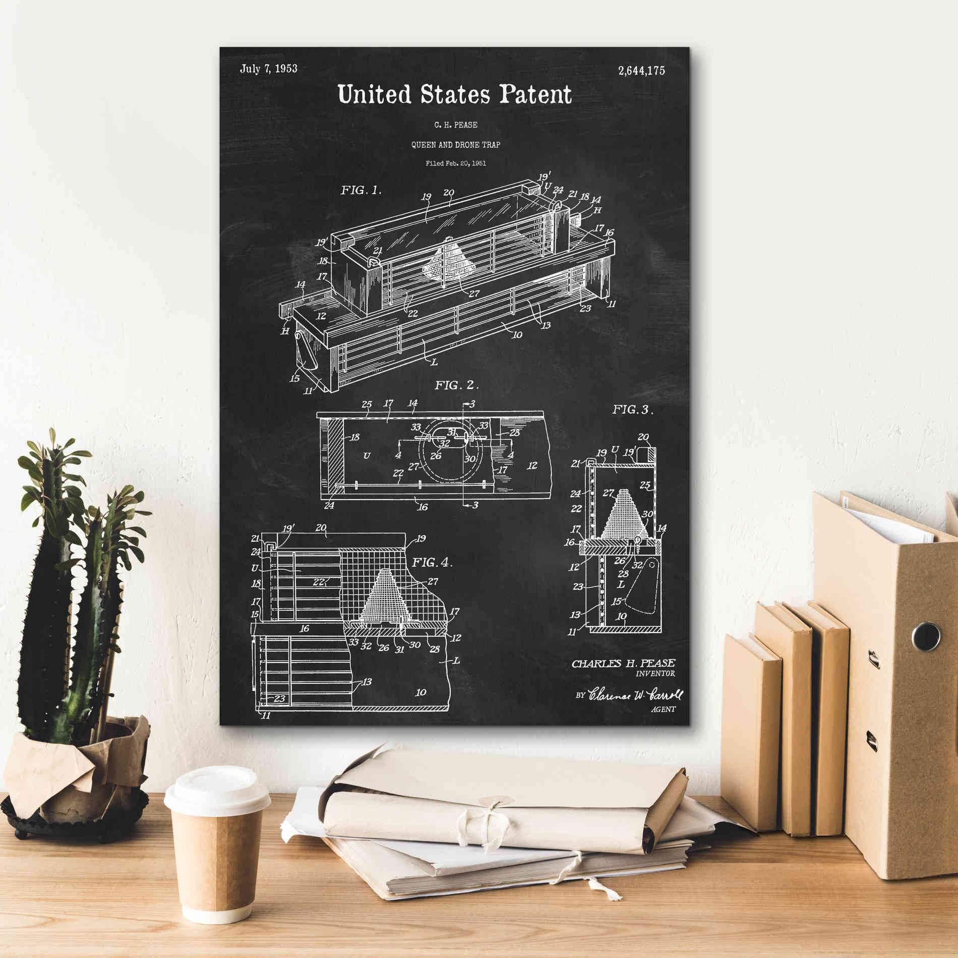 'Queen and Drone Trap Blueprint Patent Chalkboard,' Canvas Wall Art,18 x 26