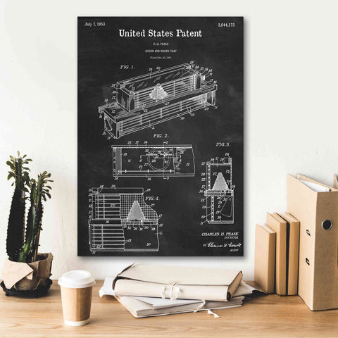 Image of 'Queen and Drone Trap Blueprint Patent Chalkboard,' Canvas Wall Art,18 x 26