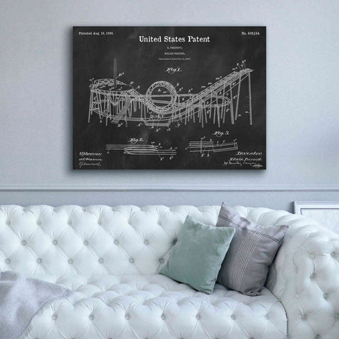 Image of 'Roller Coaster Blueprint Patent Chalkboard,' Canvas Wall Art,54 x 40