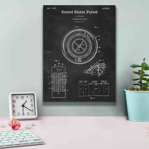 Image of 'Roulette Blueprint Patent Chalkboard,' Canvas Wall Art,12 x 16
