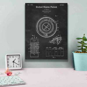 'Roulette Blueprint Patent Chalkboard,' Canvas Wall Art,12 x 16