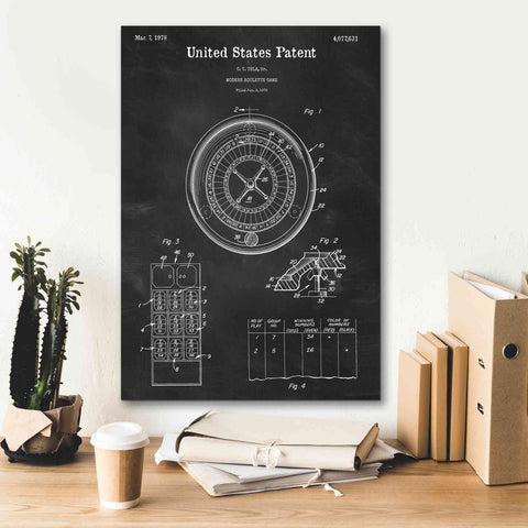Image of 'Roulette Blueprint Patent Chalkboard,' Canvas Wall Art,18 x 26