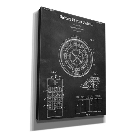 Image of 'Roulette Blueprint Patent Chalkboard,' Canvas Wall Art,12x16x1.1x0,18x26x1.1x0,26x34x1.74x0,40x54x1.74x0