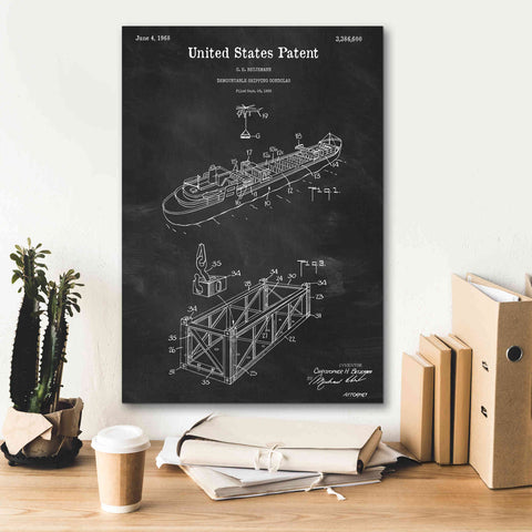 Image of 'Shipping Gondola Blueprint Patent Chalkboard,' Canvas Wall Art,18 x 26