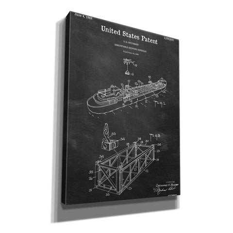 Image of 'Shipping Gondola Blueprint Patent Chalkboard,' Canvas Wall Art,12x16x1.1x0,18x26x1.1x0,26x34x1.74x0,40x54x1.74x0