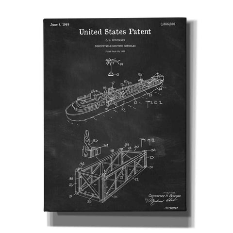 Image of 'Shipping Gondola Blueprint Patent Chalkboard,' Canvas Wall Art,12x16x1.1x0,18x26x1.1x0,26x34x1.74x0,40x54x1.74x0