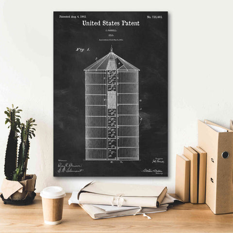 Image of 'Silo Blueprint Patent Chalkboard,' Canvas Wall Art,18 x 26