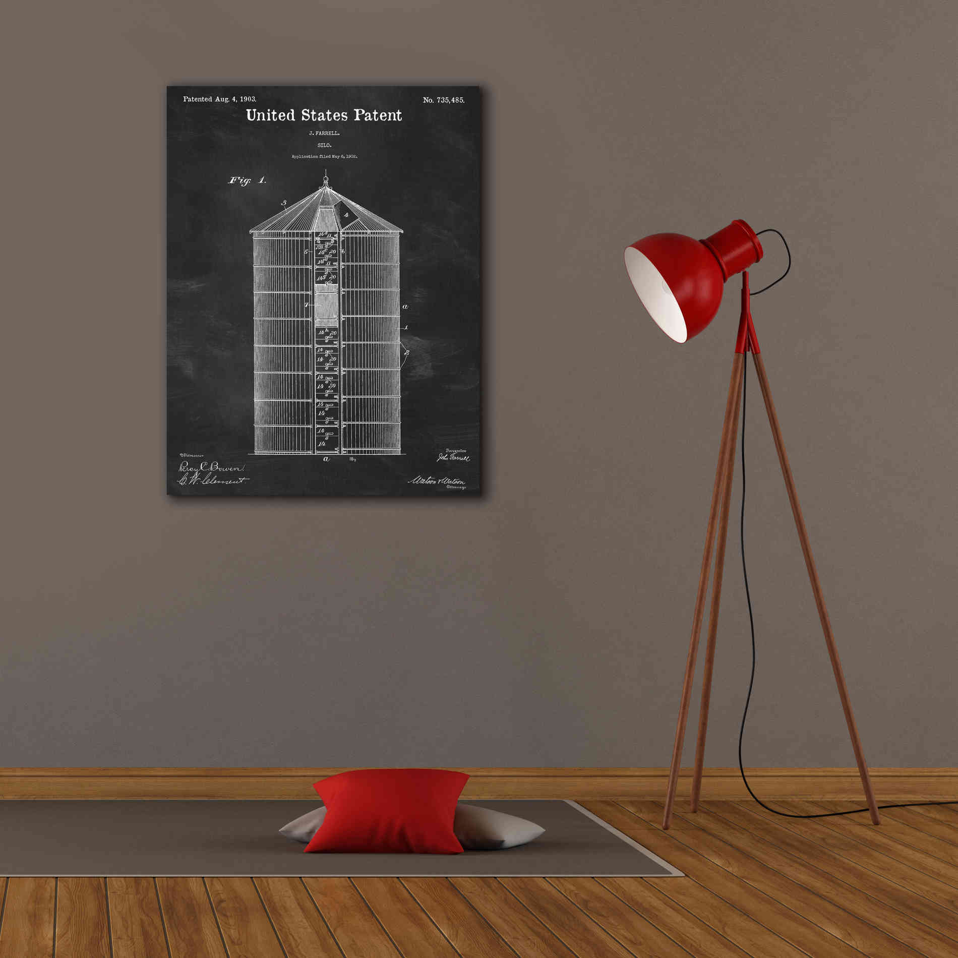 'Silo Blueprint Patent Chalkboard,' Canvas Wall Art,26 x 34