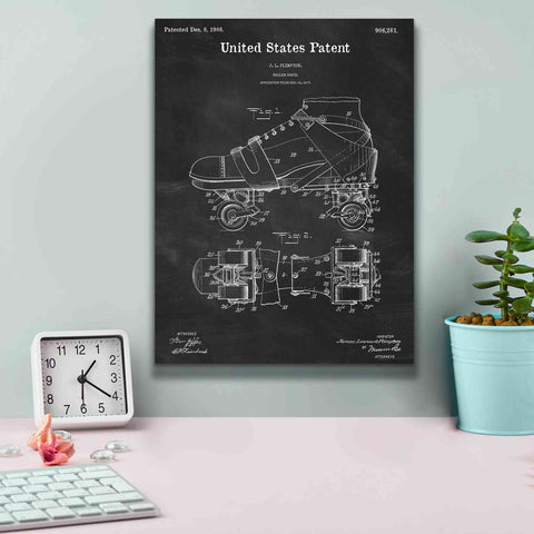 Image of 'Roller Skate Blueprint Patent Chalkboard,' Canvas Wall Art,12 x 16