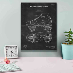 'Roller Skate Blueprint Patent Chalkboard,' Canvas Wall Art,12 x 16