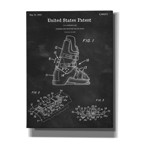 Image of 'Ski Boots Blueprint Patent Chalkboard,' Canvas Wall Art,12x16x1.1x0,18x26x1.1x0,26x34x1.74x0,40x54x1.74x0