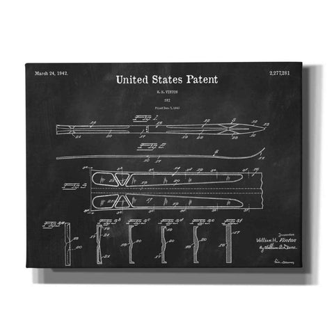 Image of 'Ski Blueprint Patent Chalkboard,' Canvas Wall Art,16x12x1.1x0,26x18x1.1x0,34x26x1.74x0,54x40x1.74x0