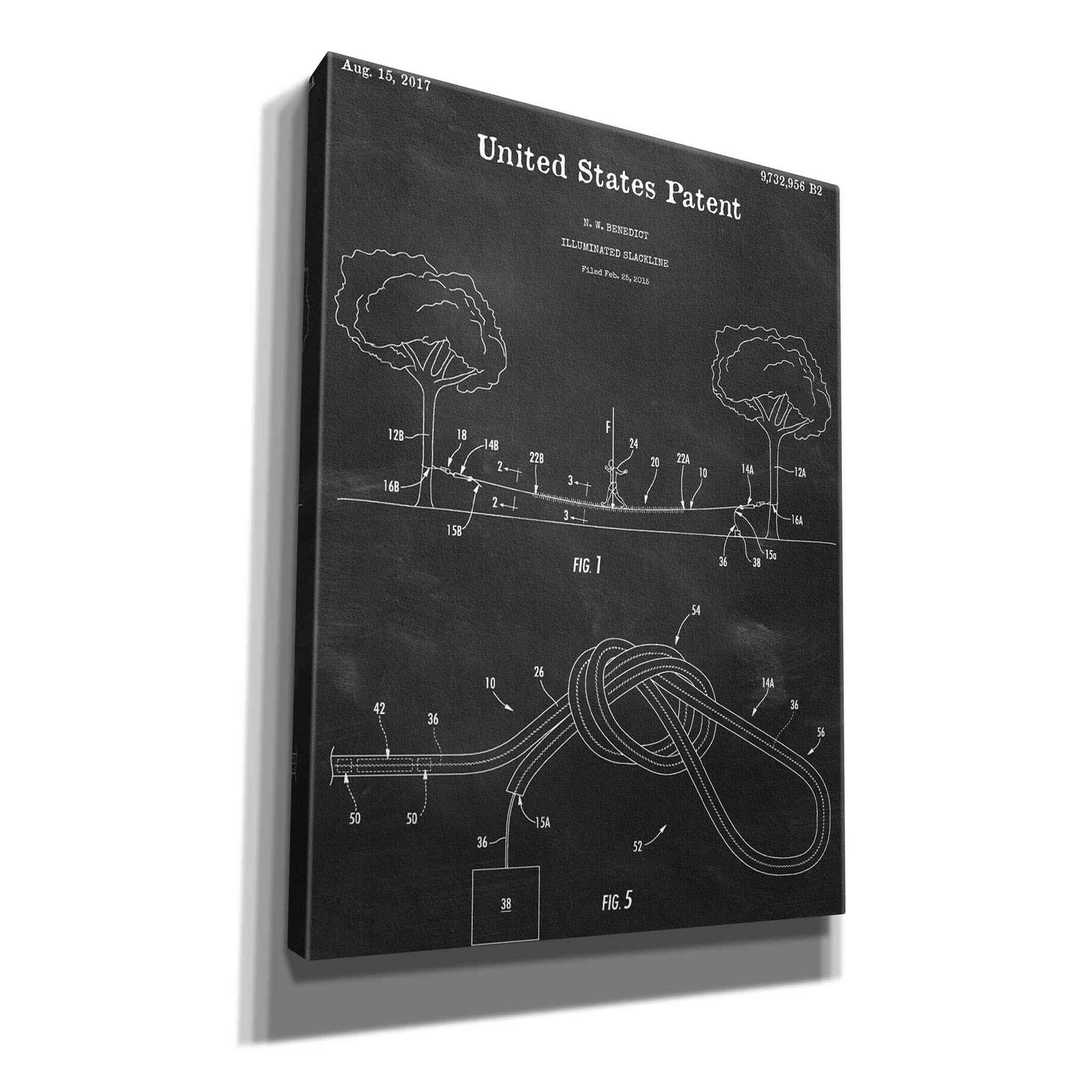 'Slackline Blueprint Patent Chalkboard,' Canvas Wall Art,12x16x1.1x0,18x26x1.1x0,26x34x1.74x0,40x54x1.74x0