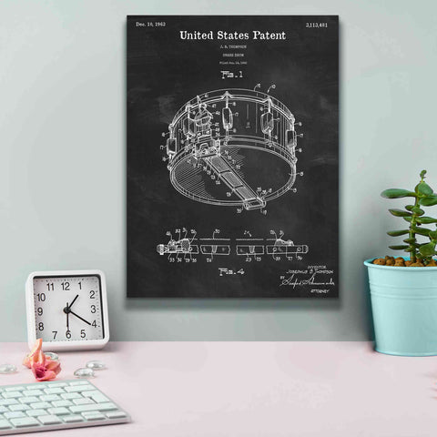 Image of 'Snare Drum Blueprint Patent Chalkboard,' Canvas Wall Art,12 x 16