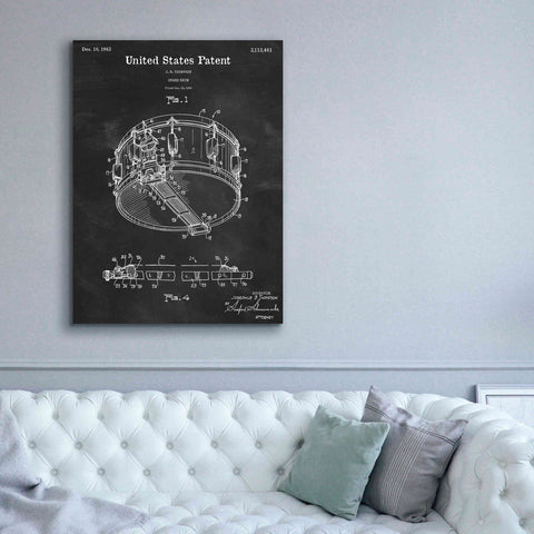 Image of 'Snare Drum Blueprint Patent Chalkboard,' Canvas Wall Art,40 x 54