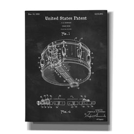 'Snare Drum Blueprint Patent Chalkboard,' Canvas Wall Art,12x16x1.1x0,18x26x1.1x0,26x34x1.74x0,40x54x1.74x0