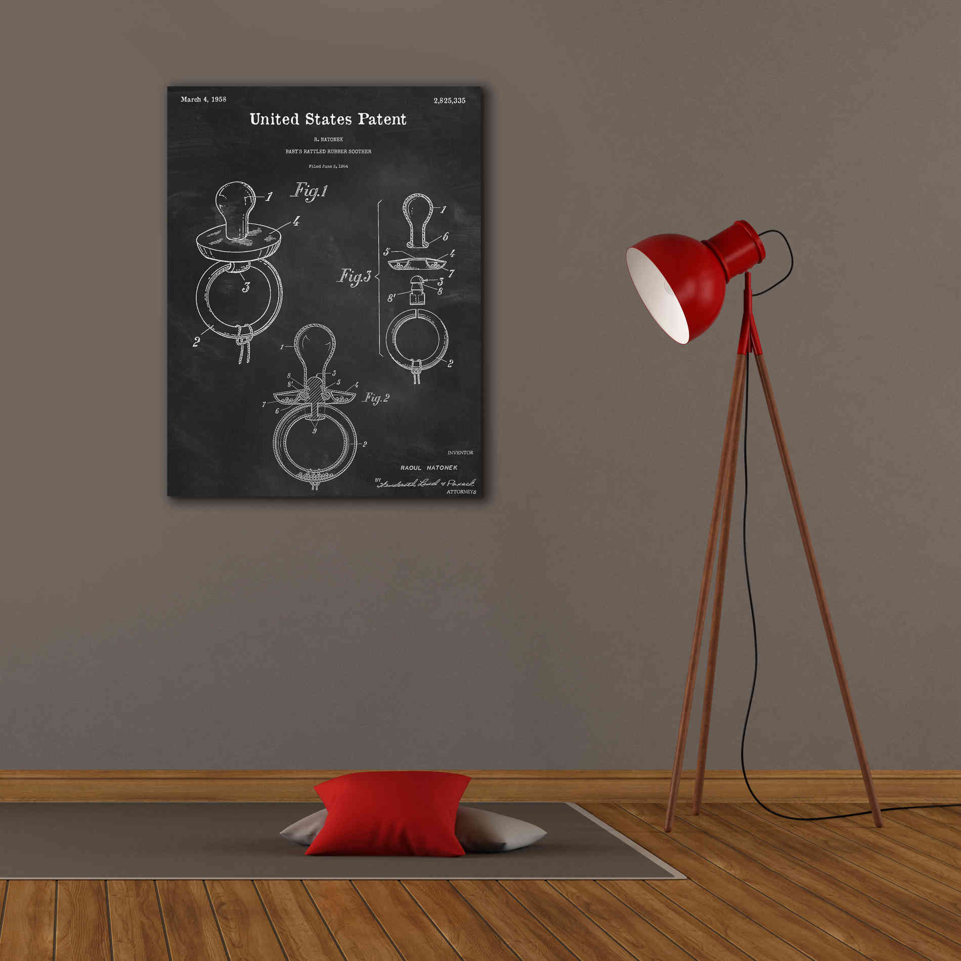 'Baby Pacifier Blueprint Patent Chalkboard,' Canvas Wall Art,26 x 34