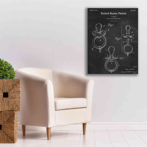 Image of 'Baby Pacifier Blueprint Patent Chalkboard,' Canvas Wall Art,26 x 34