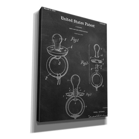 Image of 'Baby Pacifier Blueprint Patent Chalkboard,' Canvas Wall Art,12x16x1.1x0,18x26x1.1x0,26x34x1.74x0,40x54x1.74x0
