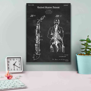 'Soprano Saxophone Blueprint Patent Chalkboard,' Canvas Wall Art,12 x 16