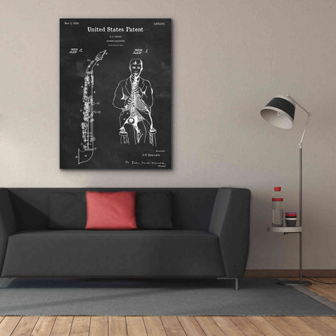 Image of 'Soprano Saxophone Blueprint Patent Chalkboard,' Canvas Wall Art,40 x 54