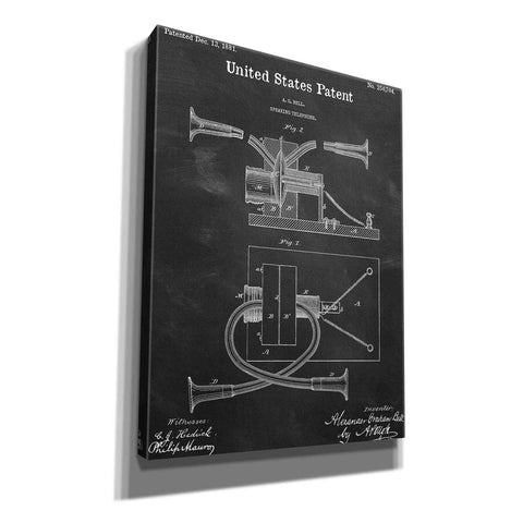 Image of 'Speaking Telephone Blueprint Patent Chalkboard,' Canvas Wall Art,12x16x1.1x0,18x26x1.1x0,26x34x1.74x0,40x54x1.74x0