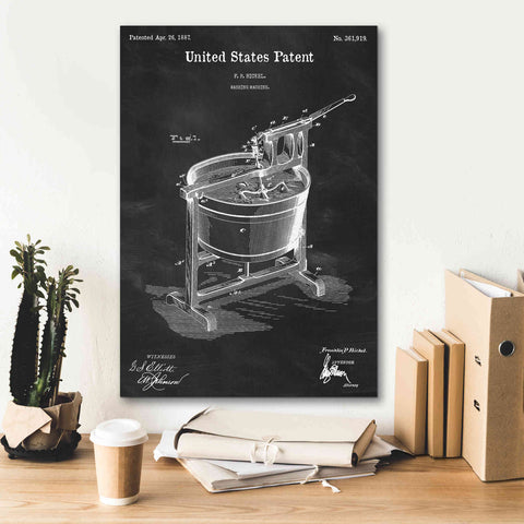 Image of 'Washing Machine Blueprint Patent Chalkboard,' Canvas Wall Art,18 x 26