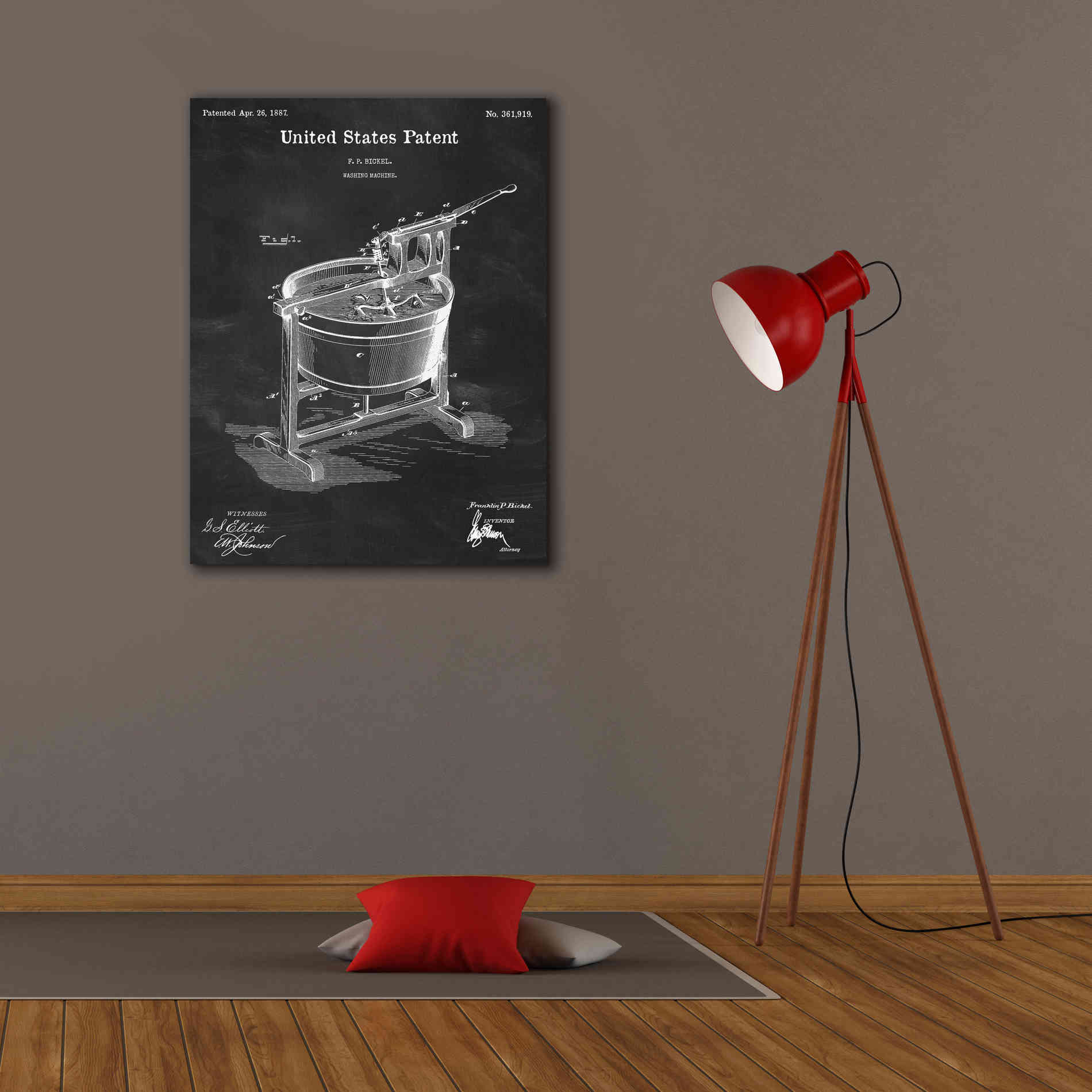 'Washing Machine Blueprint Patent Chalkboard,' Canvas Wall Art,26 x 34