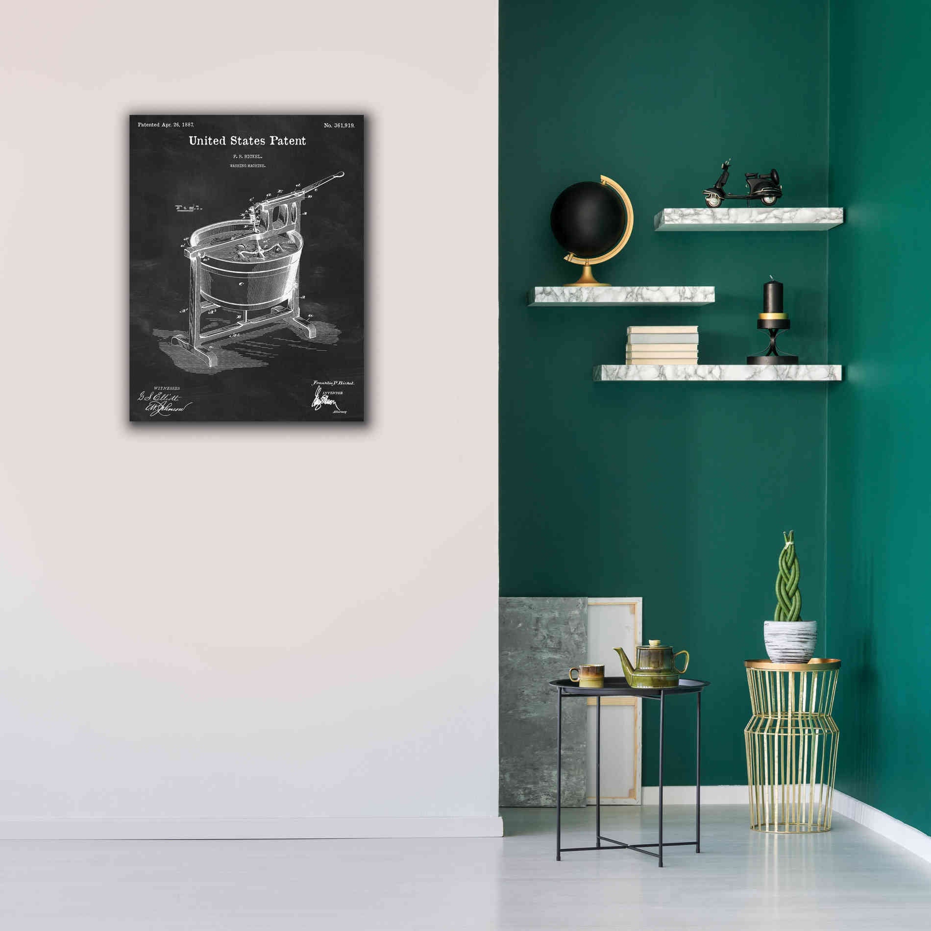 'Washing Machine Blueprint Patent Chalkboard,' Canvas Wall Art,26 x 34