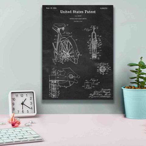 Image of 'Bicycle Stop-light Switch Blueprint Patent Chalkboard,' Canvas Wall Art,12 x 16
